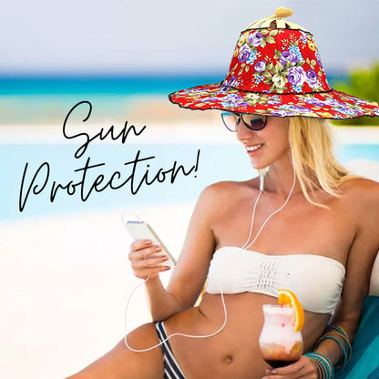 Bamboo Foldable Hand Fan Sun Hat